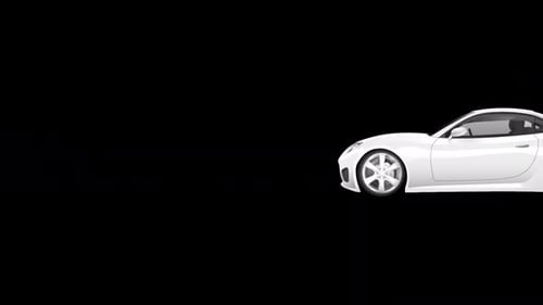 Flat Design White Sports Car Driving Animated Loop