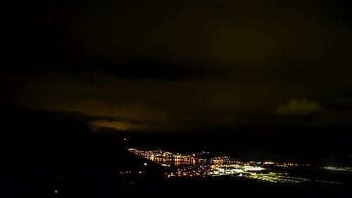 Night City Lights Aerial View