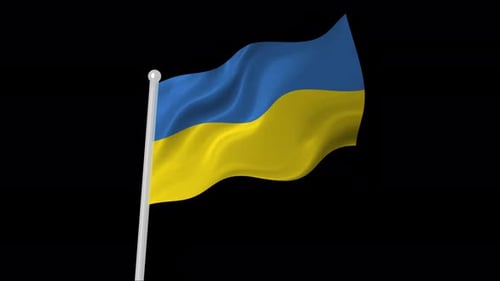 Waving Ukraine Flag Realistic Looping Animation