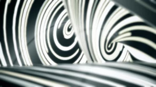 Black and white twisted lines flowing fast, seamless loop