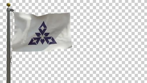 Waving Flag with Abstract Geometric Symbol on Transparent Background