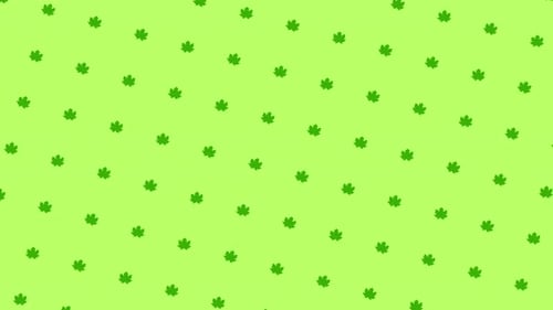 Kleine grüne Blätter, die sich drehen und auf grünem Hintergrund nach oben bewegen