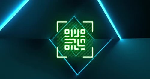 Flackernder grüner QR-Code mit blauen Linien