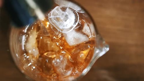 Iced Drink Being Poured Into Glass