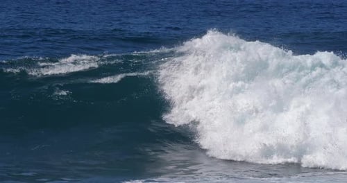 Waves in Atlantic Ocean, Porto Moniz, Madeira Island Portugal, Slow Motion 4K