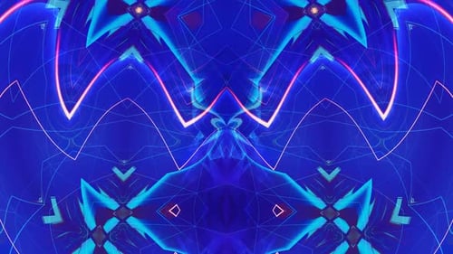 Pretty Geometric Blue Fractal Shapes Rotate in Spherical Projection - 1080p