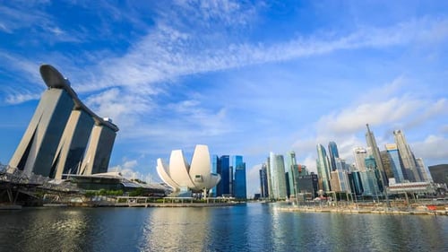 4k Time-lapse of view of cityscape of Singapore city