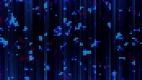Цифровой фон. Анимация различных геометрических объектов в форме сетки.