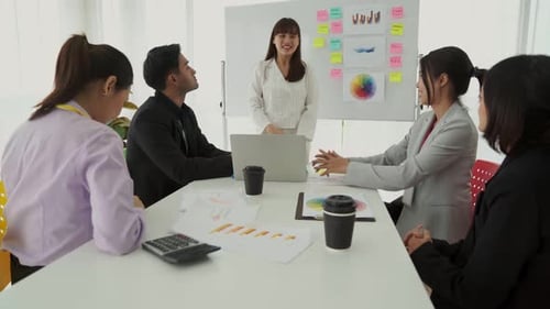 Successful Office Meeting Presentation With Applause