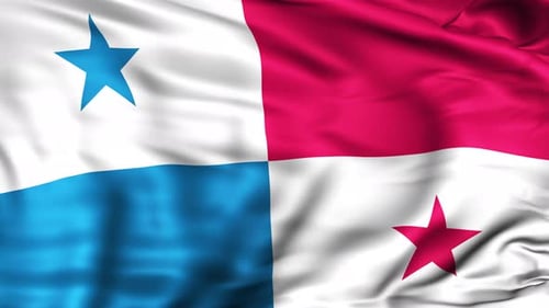 Waving Panama Flag Realistic Fabric Loop Animation