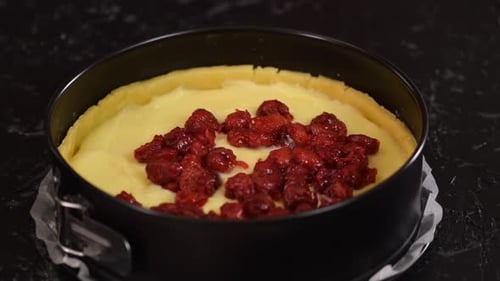 Adding Fresh Cherries to Cream Cheese Pie