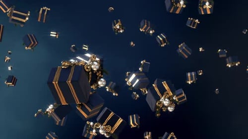 Elegant Christmas Gift Boxes Falling Seamlessly Background