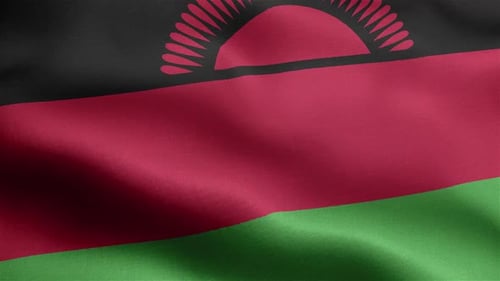 Malawi Flag Seamless Closeup Waving Animation