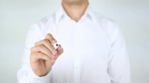 Man Writes Exit on Clear Board