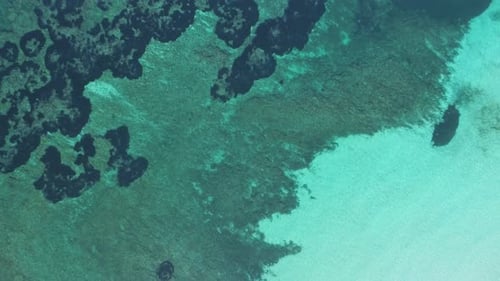 Transparent sea water near stony remote coast