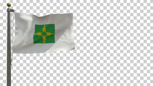 Bandeira do Distrito Federal (Brasil) no mastro com o Canal Alfa - 4K
