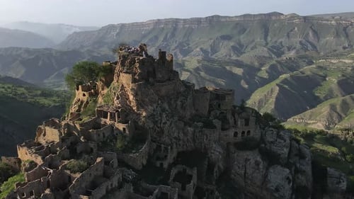 Medieval Stone Ruins of the Ancient Village on the Top of the Mountain