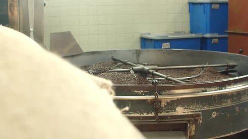 Roasting Coffee Beans in a Production Facility