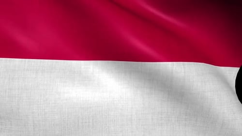 Realistic Waving Red and White Flag Animation Loop