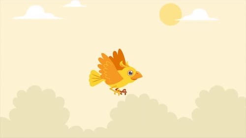 Gelber Vogel fliegt im Himmel 4K