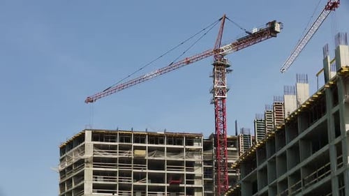 Construction Cranes Building High Rise Urban Structure