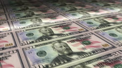 Dollar money sheet printing seamless loop