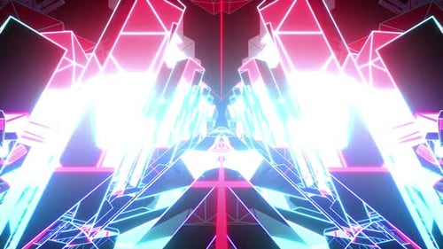 Abstract Neon Cyberspace Tunnel Flythrough Animation