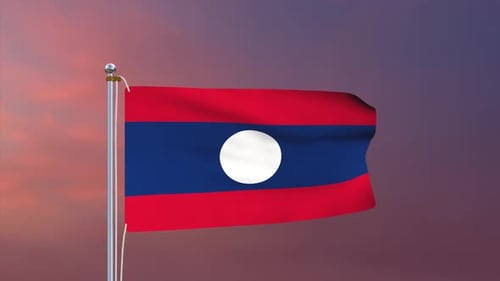 Realistic Laos National Flag Waving Animation