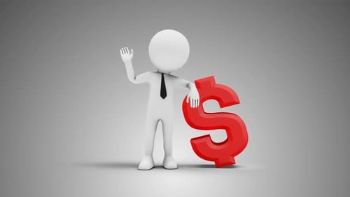 3D Man Waving Hand Leaned To Dollar Sign 02 Loop with Alpha