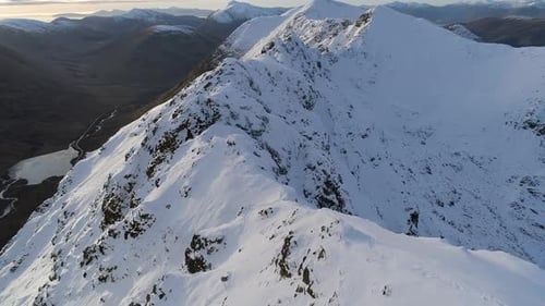 Snowy Mountain Aerial View in the Winter