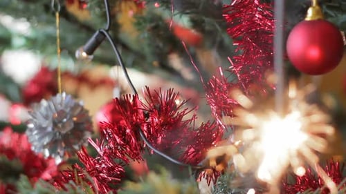 Sparkler Lights up Festive Christmas Tree