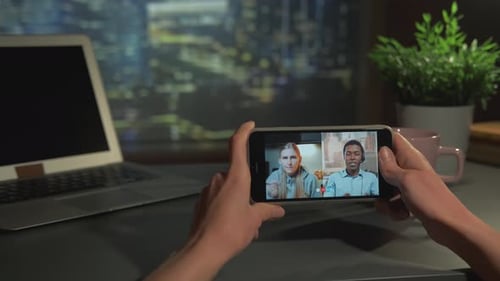 Video Call on Smartphone at Night