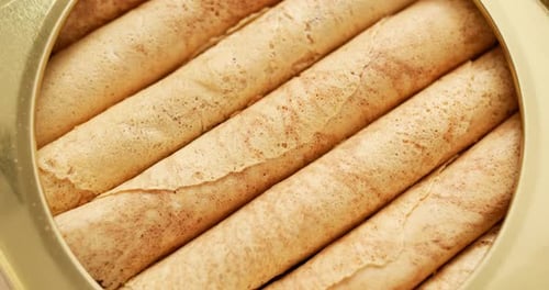 Close Up of Tasty Golden Brown Egg Rolls