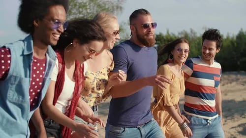 Group of friends going for the beach