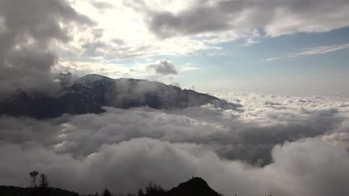 Mountains Above Clouds, Aerial View of Wilderness