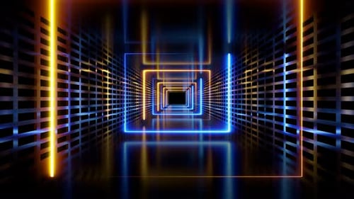 Loop Endless With Neon Orange And Blue Lights