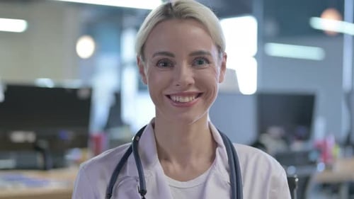 Smiling Doctor Close Up in Workplace