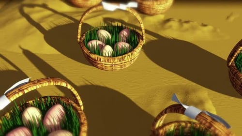 Animated Easter Baskets with Eggs on a Textured Background