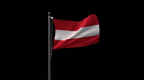 Waving Austrian Flag on Flagpole