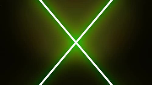 Neon alphabet X letters in motion on dark green and black background