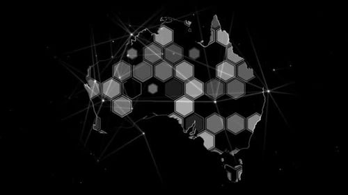 Animated Australia Map with Hexagonal Data Network