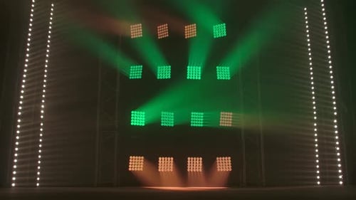 Abstract Lights with Green and Orange Square Patterns
