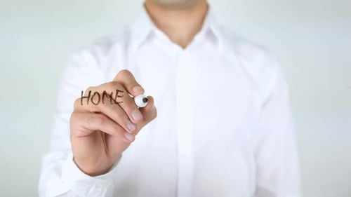 Home and Building Automation Businessman Writing on Glass