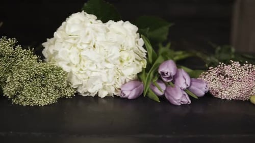 Close-up of Beautiful Floral Arrangement on Table