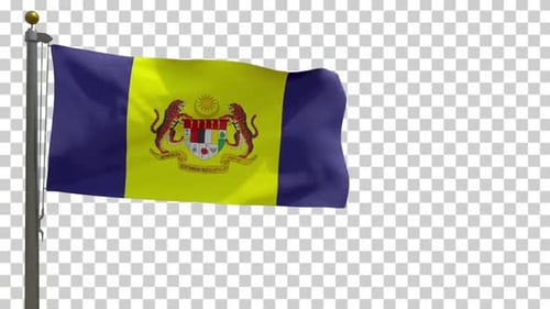 Realistic Waving Kuala Lumpur City Flag Animation with Alpha Channel