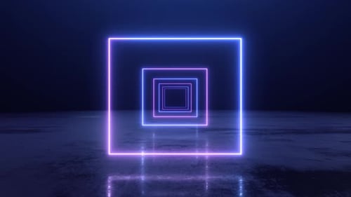 VJ Abstract Neon Square Tunnel