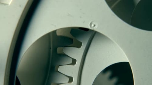 Rotating Gears Mechanical Close Up