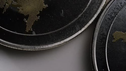 Macro Shot of Ripple Cryptocurrency Coins