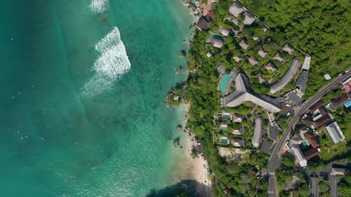 Luxury Tropical Resorts and Villas on the Cliff Above Tropical Blue Ocean in Bali Indonesia