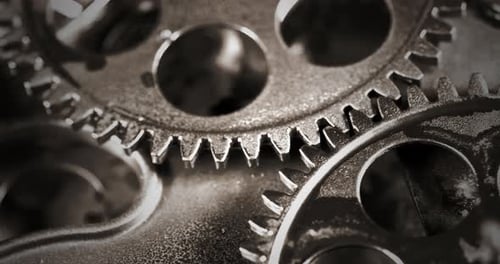 Vintage Rostige mechanische graue Zahnräder